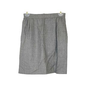 Vintage Valentino Boutique Grey Wool Skirt Logo Button Size 6 (Fits Current 0)